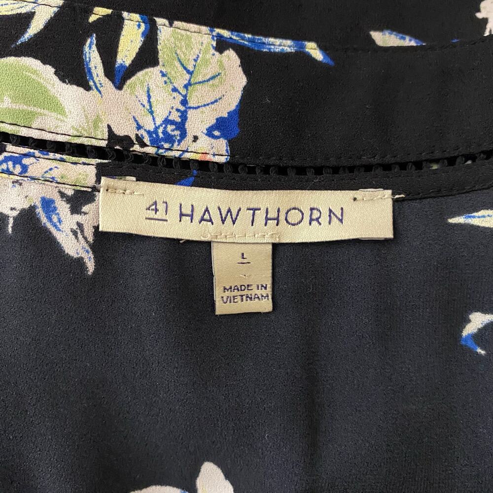 41 Hawthorn Black Floral Blouse SZ L Office Workwear Business Casual Travel‎ - Picture 11 of 11